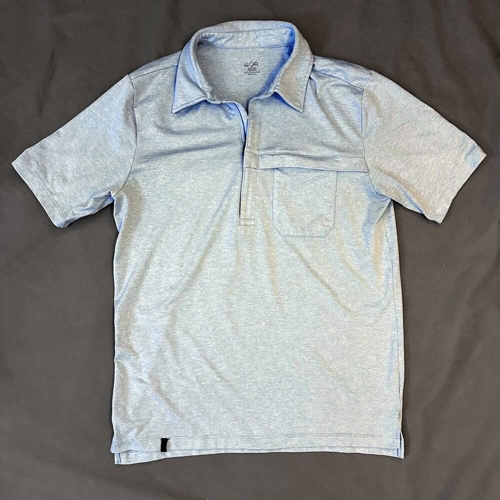 QOR QORtec Stretch Polo Shirt Mens S Blue Breathable Wicking Performance